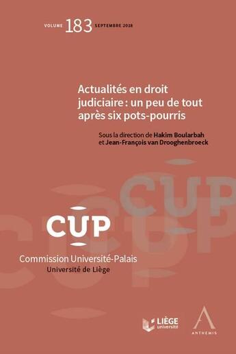 Couverture du livre « Actualités en droit judiciaire : un peu de tout après six pots-pourris » de Jean-Francois Van Drooghenbroeck et Hakim Boularbah et Collectif aux éditions Anthemis