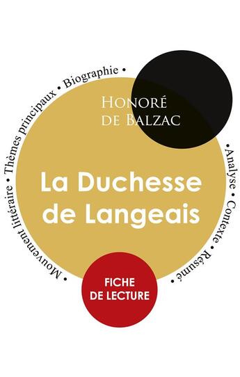 Couverture du livre « La duchesse de Langeais, d'Honoré de Balzac ; fiche de lecture » de  aux éditions Editions Du Cenacle