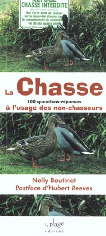 Couverture du livre « La chasse » de Nelly Boutinot aux éditions La Plage