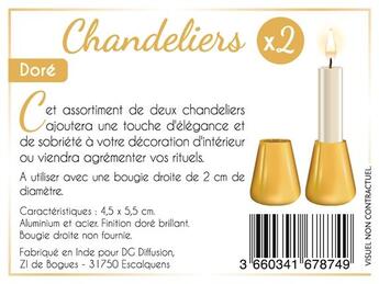 Couverture du livre « Chandeliers metal mini - dore brillant (assortiment de 2) » de  aux éditions Dg-exodif