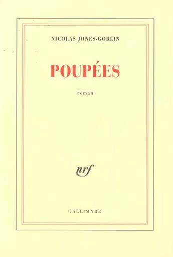 Couverture du livre « Poupées » de Nicolas Jones-Gorlin aux éditions Gallimard