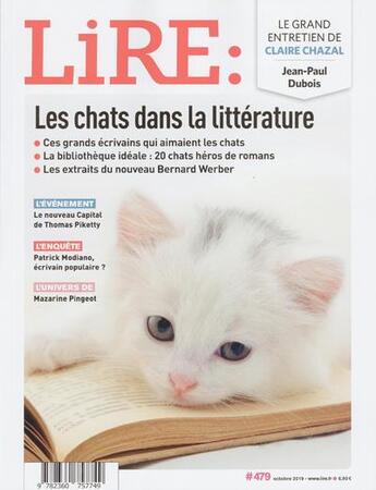 Couverture du livre « Lire magazine numero 479 octobre 2019 les chats dans la litterature » de Collectif Lire aux éditions L'opportun