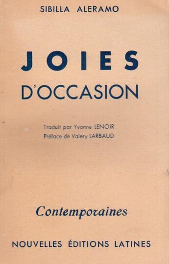 Couverture du livre « Joies d'occasion » de Sibilla Aleramo aux éditions Nel