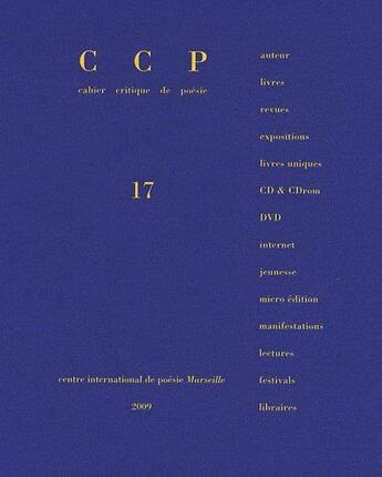 Couverture du livre « Cahier critique de poésie ; CCP 17 » de  aux éditions P.o.l