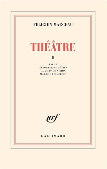 Couverture du livre « Theatre - vol02 » de Felicien Marceau aux éditions Gallimard