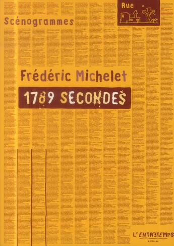 Couverture du livre « 1789 secondes » de Frederic Michelet aux éditions L'entretemps