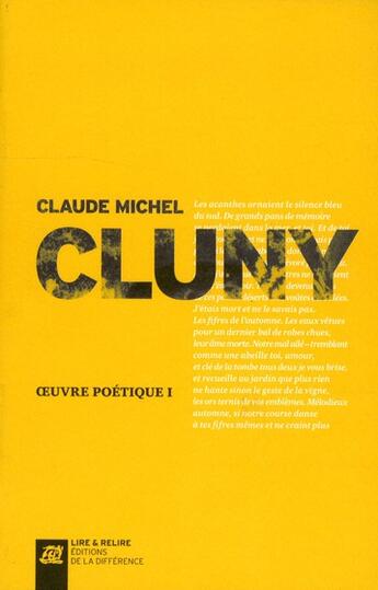 Couverture du livre « Oeuvre poétique Tome 1 » de Claude Michel Cluny aux éditions La Difference