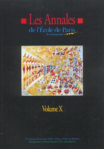 Couverture du livre « Annales de l'ecole de paris vol.x (les) » de  aux éditions Eska