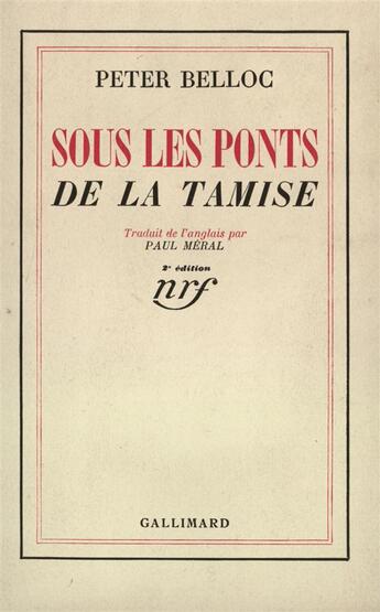 Couverture du livre « Sous les ponts de la tamise » de Belloc Peter aux éditions Gallimard