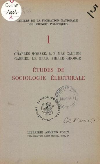 Couverture du livre « Études de sociologie électorale » de  aux éditions Presses De Sciences Po