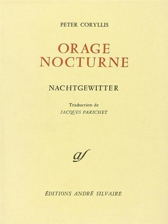 Couverture du livre « Orage nocturne » de Peter Coryllis aux éditions Rocher