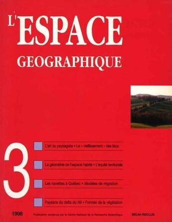 Couverture du livre « L'espace geographique - n 3 - 1998 » de Roger Brunet aux éditions Belin