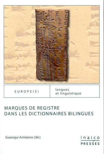 Couverture du livre « Marques de registre dans les dictionnaires bilingues » de Gueorgui Armianov aux éditions Les Presses De L'inalco