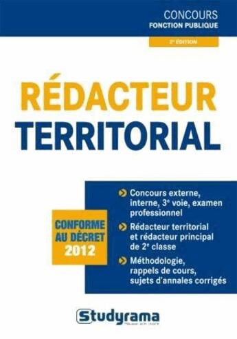 Couverture du livre « Rédacteur territorial (2e édition) » de Marc Dalens aux éditions Studyrama