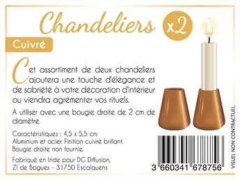 Couverture du livre « Chandeliers metal mini - cuivre rose brillant (assortiment de 2) » de  aux éditions Dg-exodif