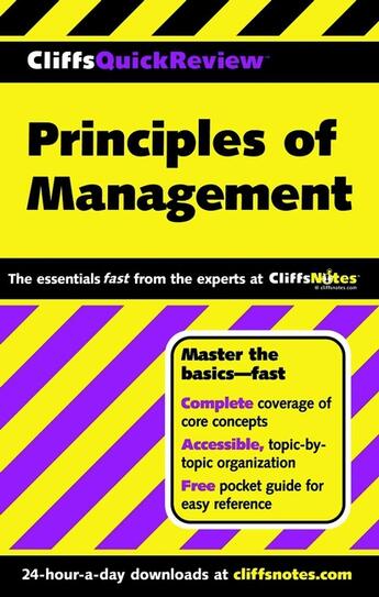 Couverture du livre « CliffsQuickReview Principles of Management » de Benowitz Ellen aux éditions Houghton Mifflin Harcourt