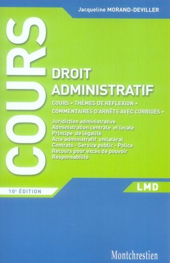 Couverture du livre « Cours de droit administratif (10e édition) » de Morand-Deviller Jacq aux éditions Lgdj