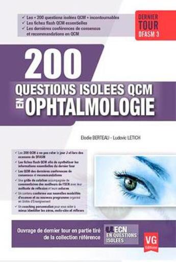 Couverture du livre « 200 questions isolees qcm en ophtalmologie » de E.Berteau aux éditions Vernazobres Grego