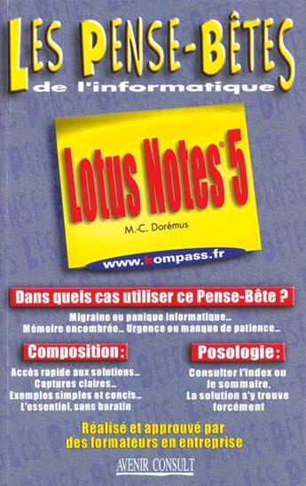 Couverture du livre « Lotus Notes 5 Niveau 1 » de Avenir Consult aux éditions Avenir Consult