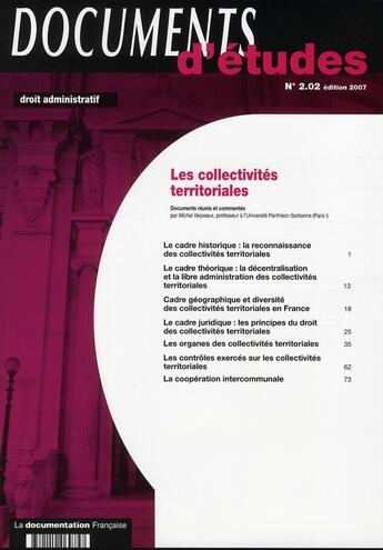 Couverture du livre « Les collectivités territoriales (édition 2007) » de Michel Verpeaux aux éditions Documentation Francaise