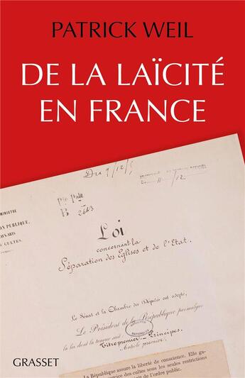 Couverture du livre « De la laïcité en France » de Patrick Weil aux éditions Grasset