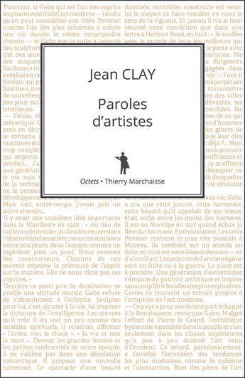 Couverture du livre « Paroles d'artistes » de Jean Clay aux éditions Epagine