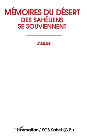 Couverture du livre « Memoires du desert - des saheliens se souviennent » de  aux éditions L'harmattan