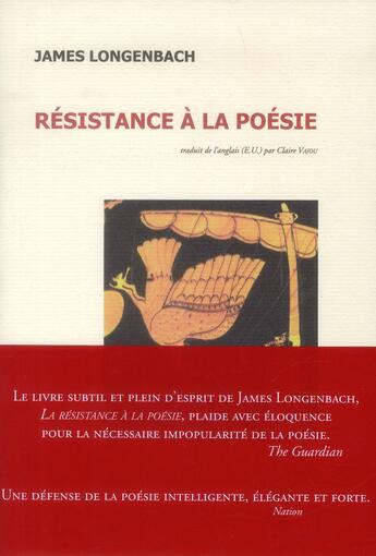 Couverture du livre « Résistance à la poésie » de James Rodenbach aux éditions Corlevour