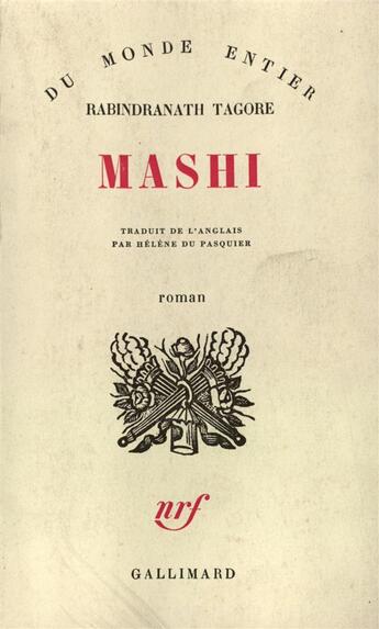 Couverture du livre « Mashi » de Tagore Rabindra aux éditions Gallimard