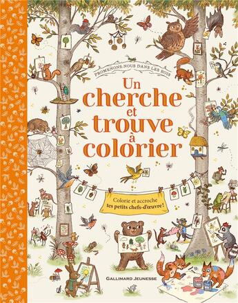 Couverture du livre « Promenons-nous dans les bois : un cherche et trouve à colorier » de Freya Hartas et Rachel Piercey aux éditions Gallimard-jeunesse