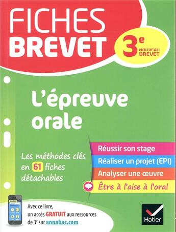 Couverture du livre « Fiches brevet l'epreuve orale - pour reussir son expose et l'entretien » de Cecile Gaillard aux éditions Hatier