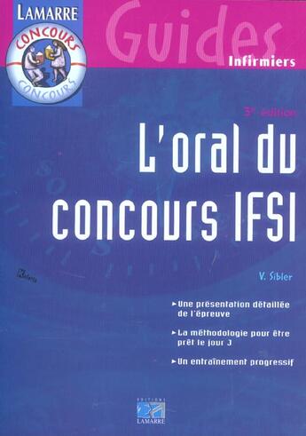 Couverture du livre « L oral du concours ifsi 3eme edition (3e édition) » de Sibler aux éditions Lamarre