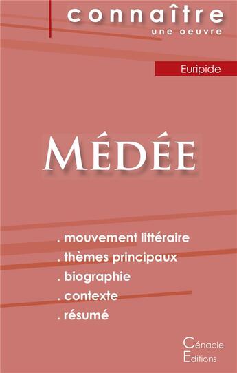 Couverture du livre « Médée, d'Euripide » de  aux éditions Editions Du Cenacle