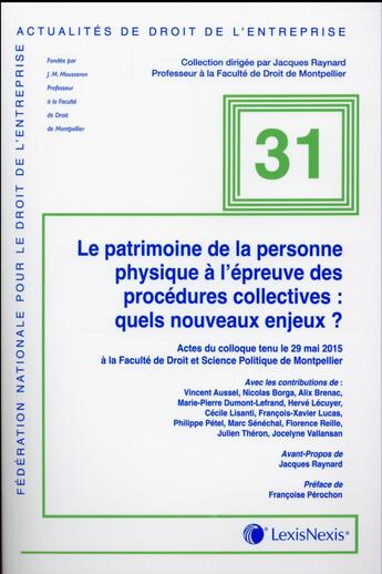 Couverture du livre « Le patrimoine de la personne physique à l'épreuve des procédures collectives : quels nouveaux enjeux ? » de  aux éditions Lexisnexis