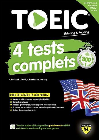 Couverture du livre « TOEIC, 4 test complets » de Christel Dieh et Charles R. Perry aux éditions Belin Education