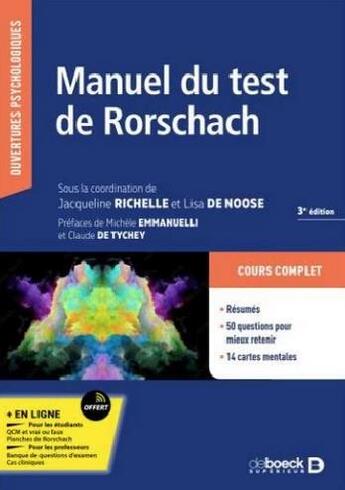 Couverture du livre « Manuel du test de Rorschach » de Jacqueline Richelle et Pierre Debroux aux éditions De Boeck Superieur