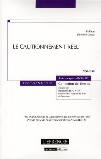 Couverture du livre « Le cautionnement réel » de Ansault J.-J. aux éditions Defrenois