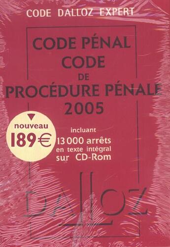 Couverture du livre « Code dalloz expert. codes penal et procedure penale 2005 (édition 2005) » de  aux éditions Dalloz