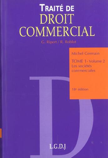 Couverture du livre « Traite de droit commercial tome1 vol2 » de Ripert/Germain aux éditions Lgdj