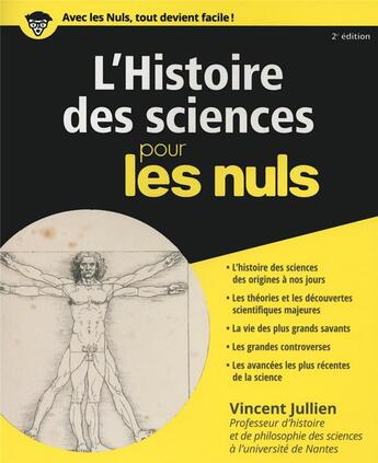 Couverture du livre « L'histoire des sciences pour les nuls (2e édition) » de Vincent Jullien et Marc Chalvin aux éditions First