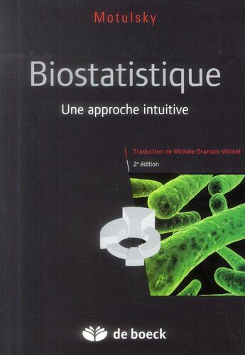 Couverture du livre « Biostatistique : une approche intuitive (2e édition) » de Harvey Motulsky aux éditions De Boeck Superieur