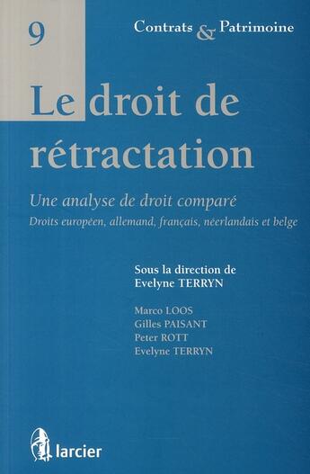 Couverture du livre « Droit de la rétractation » de  aux éditions Larcier