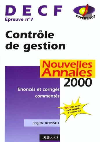 Couverture du livre « Decf N.7 ; Controle De Gestion » de Brigitte Doriath aux éditions Dunod