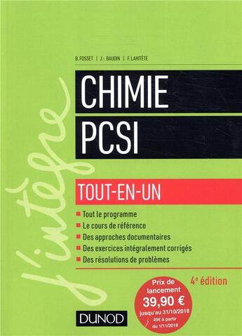 Couverture du livre « Chimie tout-en-un PCSI (4e édition) » de Bruno Fosset aux éditions Dunod