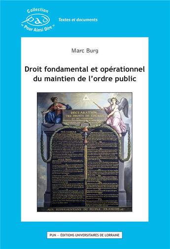 Couverture du livre « Droit fondamental et operationnel du maintien de l'ordre public » de Burg Marc aux éditions Pu De Nancy