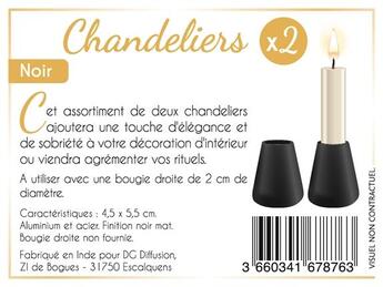 Couverture du livre « Chandeliers metal mini - noir mat (assortiment de 2) » de  aux éditions Dg-exodif