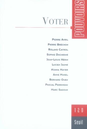 Couverture du livre « Voter » de  aux éditions Seuil