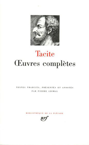 Couverture du livre « Oeuvres complètes » de Tacite aux éditions Gallimard