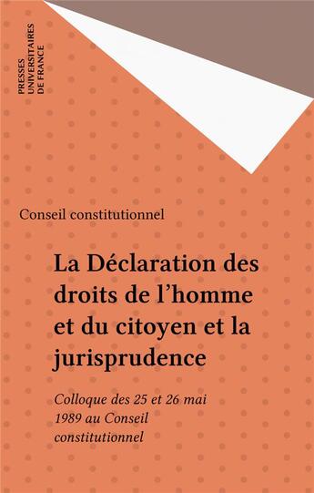 Couverture du livre « Declaration droits homm. & jurisprud. » de  aux éditions Puf