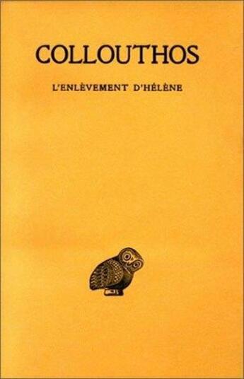 Couverture du livre « L'enlèvement d'Hélène » de Collouthos aux éditions Belles Lettres